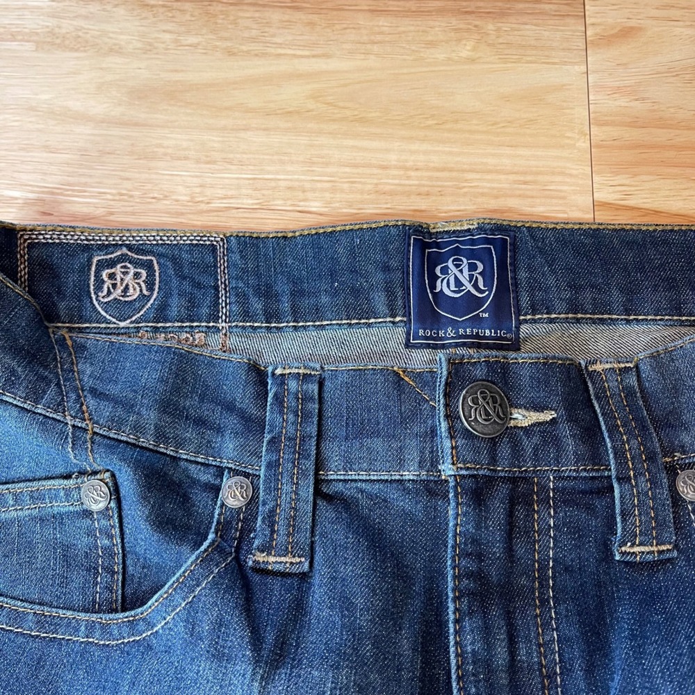 Rock & Republic Men's Neil Straight Leg Dark Wash Denim Jeans 33x32 - Picture 4 of 11